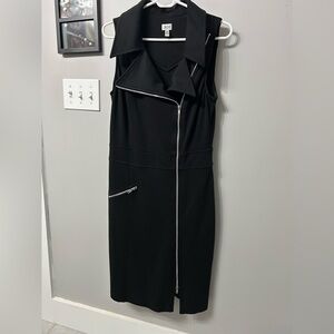 cache zipper moto black dress